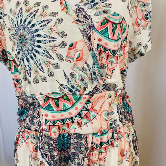 Ouges Woman Dress Midi Knee Length XL Spring Summer Colorful Pattern NWT - Picture 4 of 9